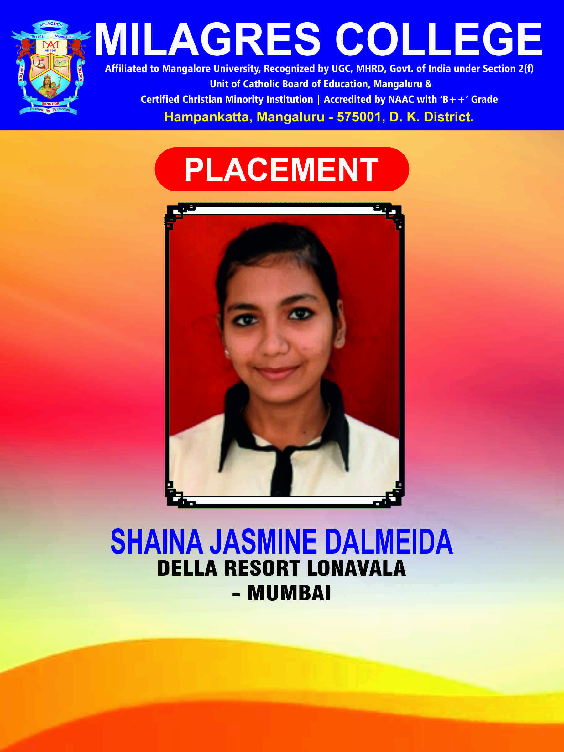 Successfully placed student